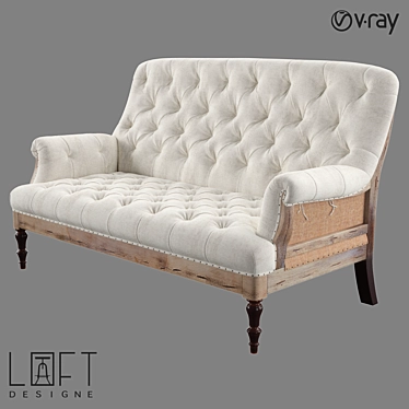 LoftDesigne 4038: Stylish Wood and Fabric Sofa 3D model image 1 