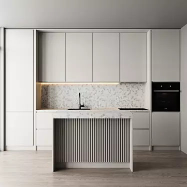 Modern Kitchen Set with Bosch Appliances 3D model image 1 