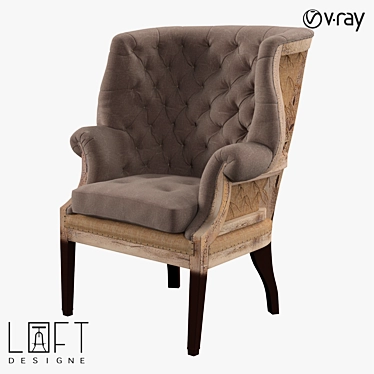 LoftDesigne 3616 Armchair: Modern Wood and Fabric Seating 3D model image 1 