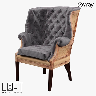 LoftDesigne 4180 Armchair - Modern Wood and Fabric Seating 3D model image 1 