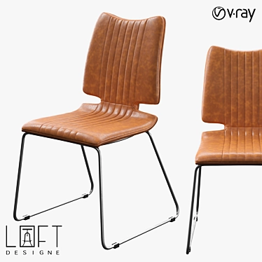 Modern Metal and Eco-Leather Chair 3D model image 1 