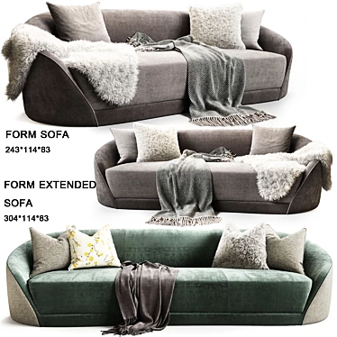 Sleek Baker Form Sofa 3D model image 1 