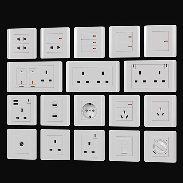 Schneider ZENcelo White Switches & Sockets 3D model image 1 