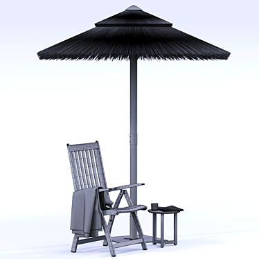 Sambesi Straw Umbrella: Stylish Shade on Sunny Days 3D model image 1 