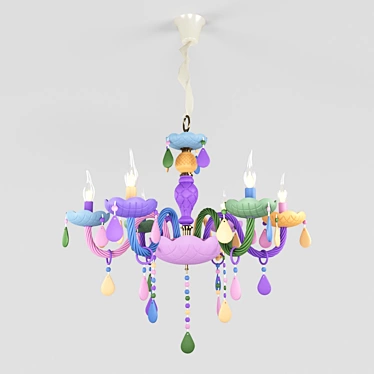 Colorful Art-Deco Metal Chandelier 3D model image 1 