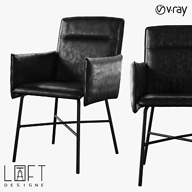 Modern Metal and Eco Leather Chair 3D model image 1 