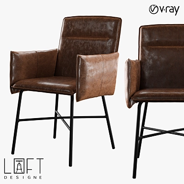 Metal and Eco-Leather Chair: LoftDesigne 2784 Model 3D model image 1 