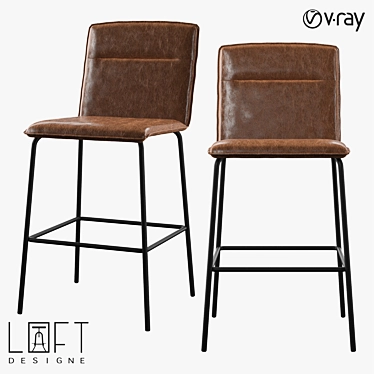 LoftDesigne 2790: Sleek Metal Bar Stool with Eco-Leather Seating 3D model image 1 