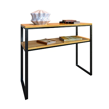 Hiba Console: Oak and Steel with Two Shelves 3D model image 1 