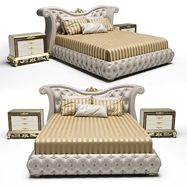 Turri Hermitage: Classic Luxury Wood Bed 3D model image 1 