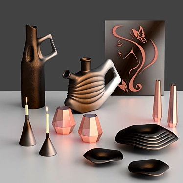 Industrial Copper Decor Set 3D model image 1 