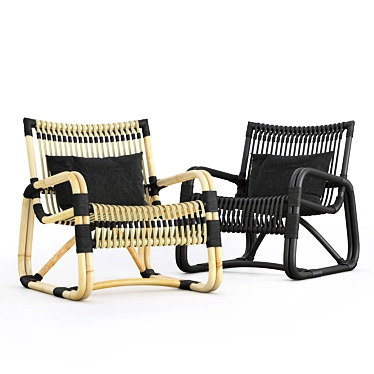Rattan Chair, Black with Bindings 3D model image 1 