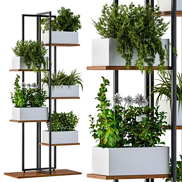 Modern White Box Plant Stand 3D model image 1 