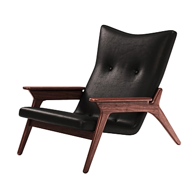 Sleek Black Leather Lounge Chair by Adrian Pearsall 3D model image 1 