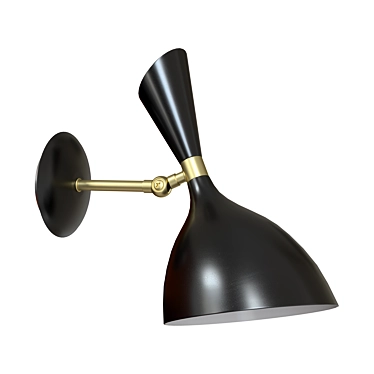 Modern Black Metal Wall Lamp 3D model image 1 