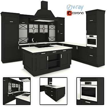 Modern Kitchen 3D Model 3D model image 1 