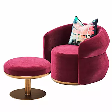 Taylor LLorente Contour Lux: Modern Metal Armchair & Pouf 3D model image 1 