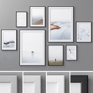 Versatile 40-Piece Photo Frames: 4 Colors, 60x90 cm 3D model image 1 