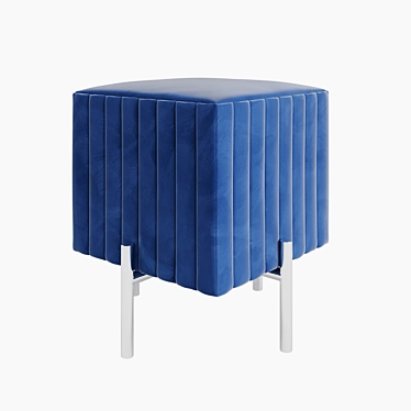 Luxury Blue Velvet Pouf 3D model image 1 
