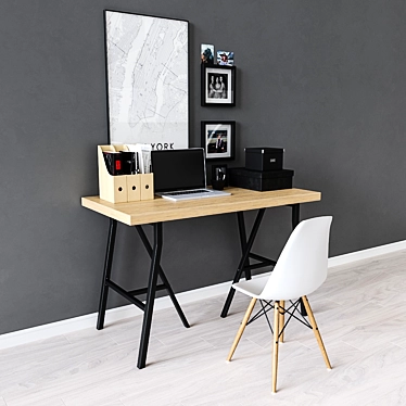 Sleek & Functional: IKEA Linnmon / Lerberg Workplace Desk 3D model image 1 