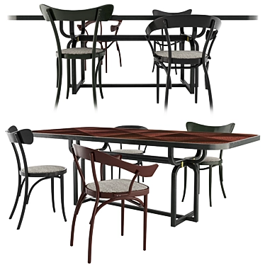 Stylish Bistro Set: Thonet Chairs & Caryllon Table 3D model image 1 