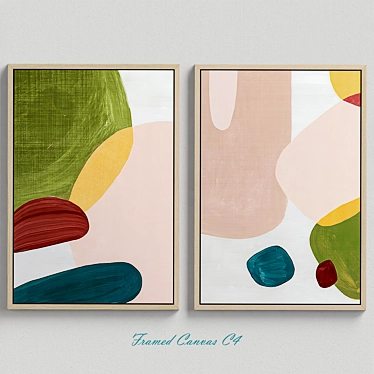 Elegant Framed Canvas Set 3D model image 1 