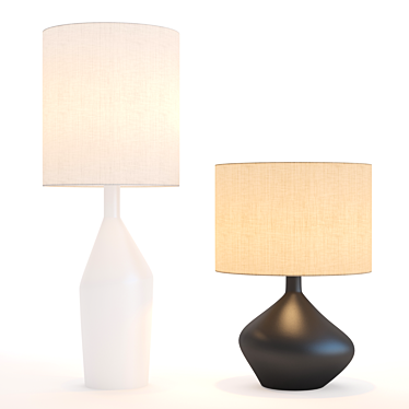 Modern Twist: Asymmetry Ceramic Lamp 3D model image 1 