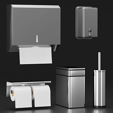 Modern Bathroom Accessories Set 3D model image 1 
