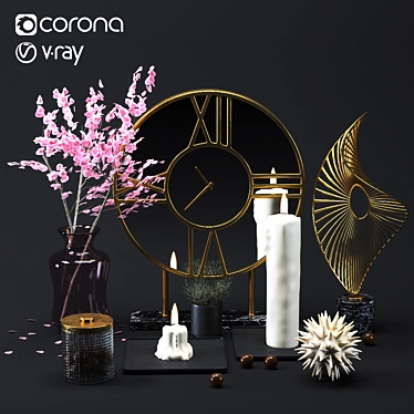 Golden Decor Set: Elegant & Versatile 3D model image 1 