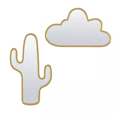 Cloud and Cactus Brass Mirrors 3D model image 1 