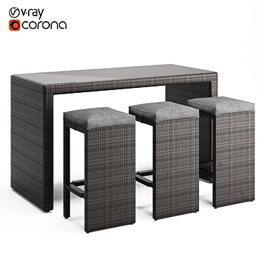 Outdoor Bar Set: Stylish and Sturdy Furniture for Your Outdoor Space 3D model image 1 