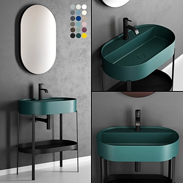 Oval Washbasin Console by Nic Design 3D model image 1 