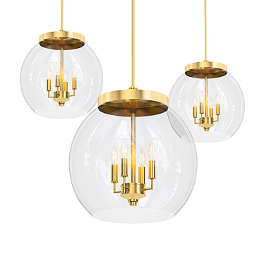 Vintage-inspired Glass Pendant Light 3D model image 1 