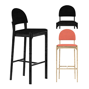 Minimalist Pillar Bar Stool 3D model image 1 