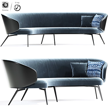 Bice Curve Sofa: Custom Design & Superior Comfort 3D model image 1 