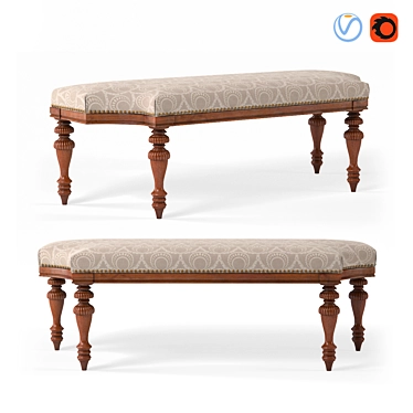 Elegant Tuxedo Classic Bench: Fabric & Wood Seating 3D model image 1 