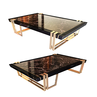 Elevate Center Table: Brass, Wood & Marble 3D model image 1 