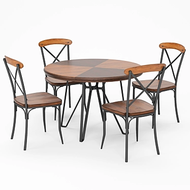 Modern Dining Table Set 3D model image 1 