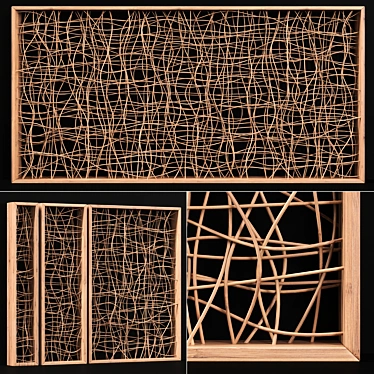 Wicker Wood Partition Divider 3D model image 1 