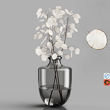 Dark Gray Tinted Glass Vase | H24 Hemase Collection 3D model image 1 