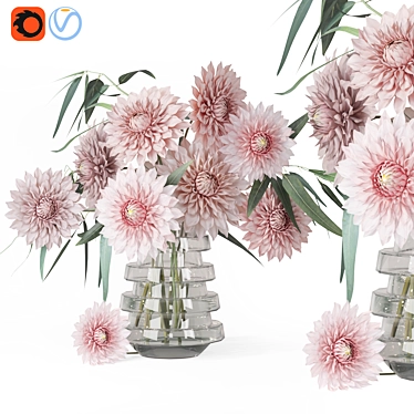 Elegant Rosy Pink Flower Vase 3D model image 1 