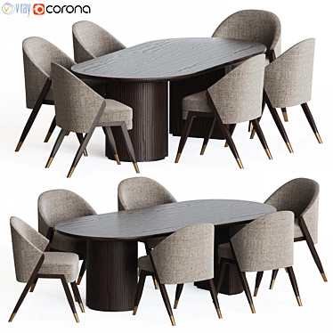 Elegant Dining Set: Carmel Chairs & Gubi Moon Table 3D model image 1 
