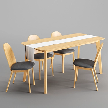 Modern Dining Set by La Redoute 3D model image 1 