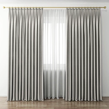 Elegant Sheer Curtain Panel 3D model image 1 