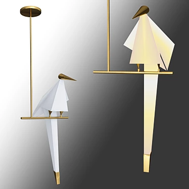 Gilded Bird LED Ceiling Lamp 3D model image 1 