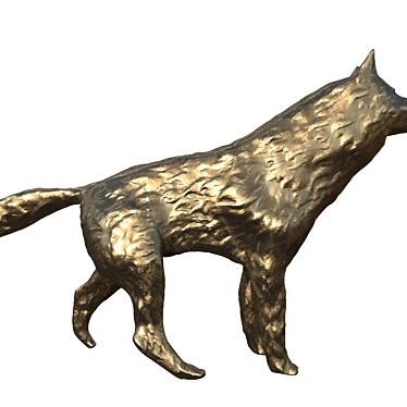 Bronze Wolf Sculpture - 32cm 3D model image 1 