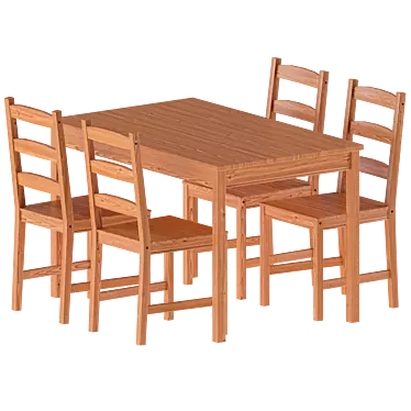 Yokmokk Ikea 4-Piece Pine Dining Set 3D model image 1 