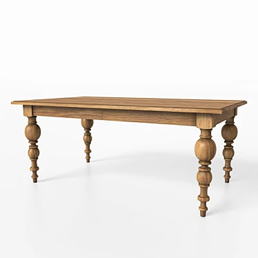 Solid Wood Table 3D model image 1 