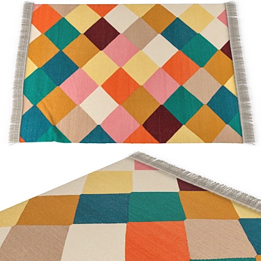 Vibrant Multicolor Low-Pile Ikea VINDERÖD Carpet 3D model image 1 
