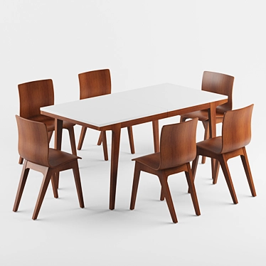 Scandinavian Inspired Expandable Dining Table 3D model image 1 